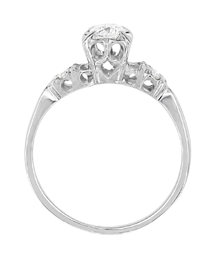 Viviane 1950's Square Set Vintage Diamond Engagement Ring in 14 Karat White Gold - Item: R729-10 - Image: 3