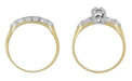 Sedgwick 1940's Two-Tone Vintage Diamond Engagement Ring and Wedding Band Set in 14K Yellow and White Gold