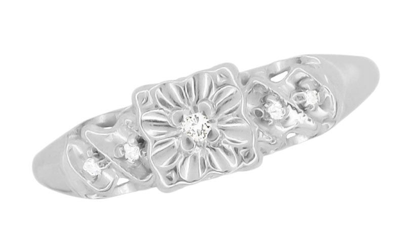 Rylie Mid Century Modern Vintage Diamond Engagement Ring in 14K White Gold - Item: R747 - Image: 3