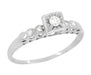 Anabel 1950's Vintage Mid Century Modern Square Halo Engagement Ring in 14 Karat White Gold