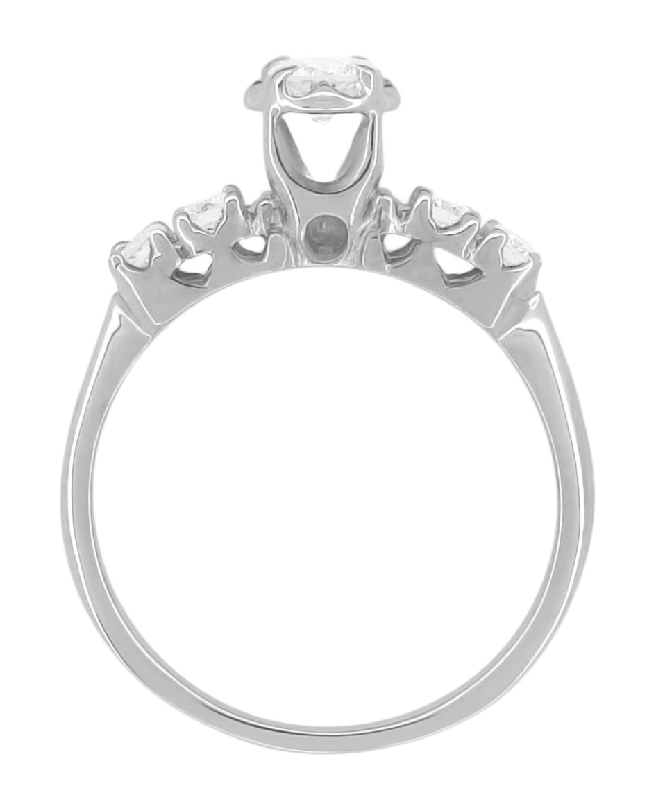 Mid-Century 1950's Vintage Diamond Engagement Ring in 14K White Gold – Elevated Illusion Setting - Item: R773 - Image: 2