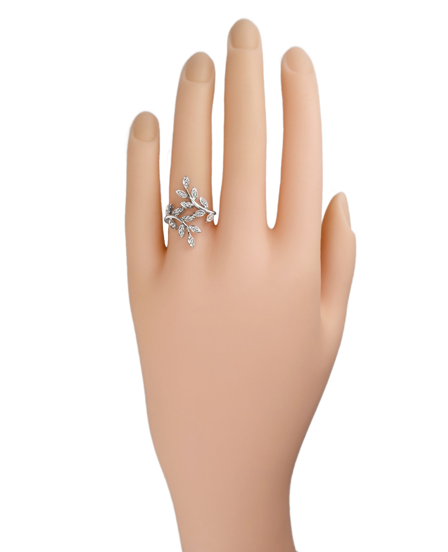 1970's Vintage Free Form Diamond Leaves Ring in 14 Karat White Gold - Item: R790 - Image: 3