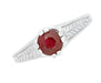 Art Deco Ashford Filigree Ruby Birthstone Engagement Ring in 14 Karat White Gold