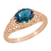 Rose Gold East-to-West Solitaire Alexandrite Engagement Ring - Edwardian Vintage Style with Fleur-De-Lys Filigree