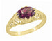 Yellow Gold Edwardian East West Oval Rhodolite Garnet Filigree Engagement Ring