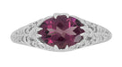 East to West Rhodolite Garnet Ring - Vintage Filigree Garnet Engagement Ring in White Gold Oval Garnet - R799WRG