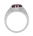Edwardian East West Oval Rhodolite Garnet Filigree Engagement Ring in White Gold - 14K or 18K