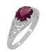 Edwardian East West Oval Rhodolite Garnet Filigree Engagement Ring in White Gold - 14K or 18K
