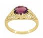 Yellow Gold Edwardian East West Oval Rhodolite Garnet Filigree Engagement Ring