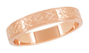 1950s Mid Century Modern Vintage Rose Gold Wedding Ring - 4mm Width - Carved Chevron Design - R803R