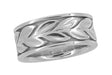 Vintage Engraved Eternity Vine Leaves Heavy 8mm Wide Wedding Band in 14K White Gold