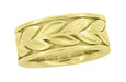 Art Nouveau Vintage Style Sculptural Vine Leaves 8mm Wide Wedding Band in 14 Karat Yellow Gold