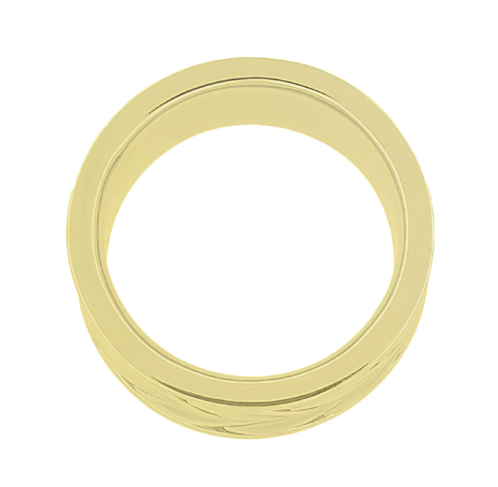 Art Nouveau Vintage Style Sculptural Vine Leaves 8mm Wide Wedding Band in 14 Karat Yellow Gold - Item: R805Y - Image: 3
