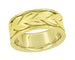 Art Nouveau Vintage Style Sculptural Vine Leaves 8mm Wide Wedding Band in 14 Karat Yellow Gold