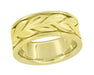 Art Nouveau Vintage Style Sculptural Vine Leaves 8mm Wide Wedding Band in 14 Karat Yellow Gold