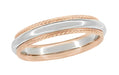 Two-Tone 14 Karat Rose & White Gold Twisted Rope Edge Wedding Ring - 4mm Wide