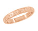 Vintage Inspired Rose Gold 1920's Art Deco Carved Maile Leaves Wedding Band