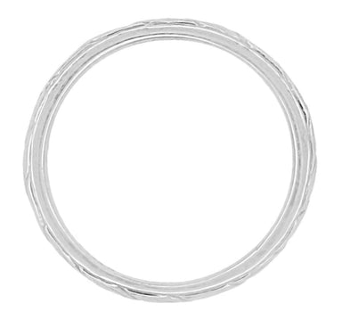 Art Deco Vine of Maile Leaves Sculptural Wedding Band in White Gold - 3mm Wide - alternate view