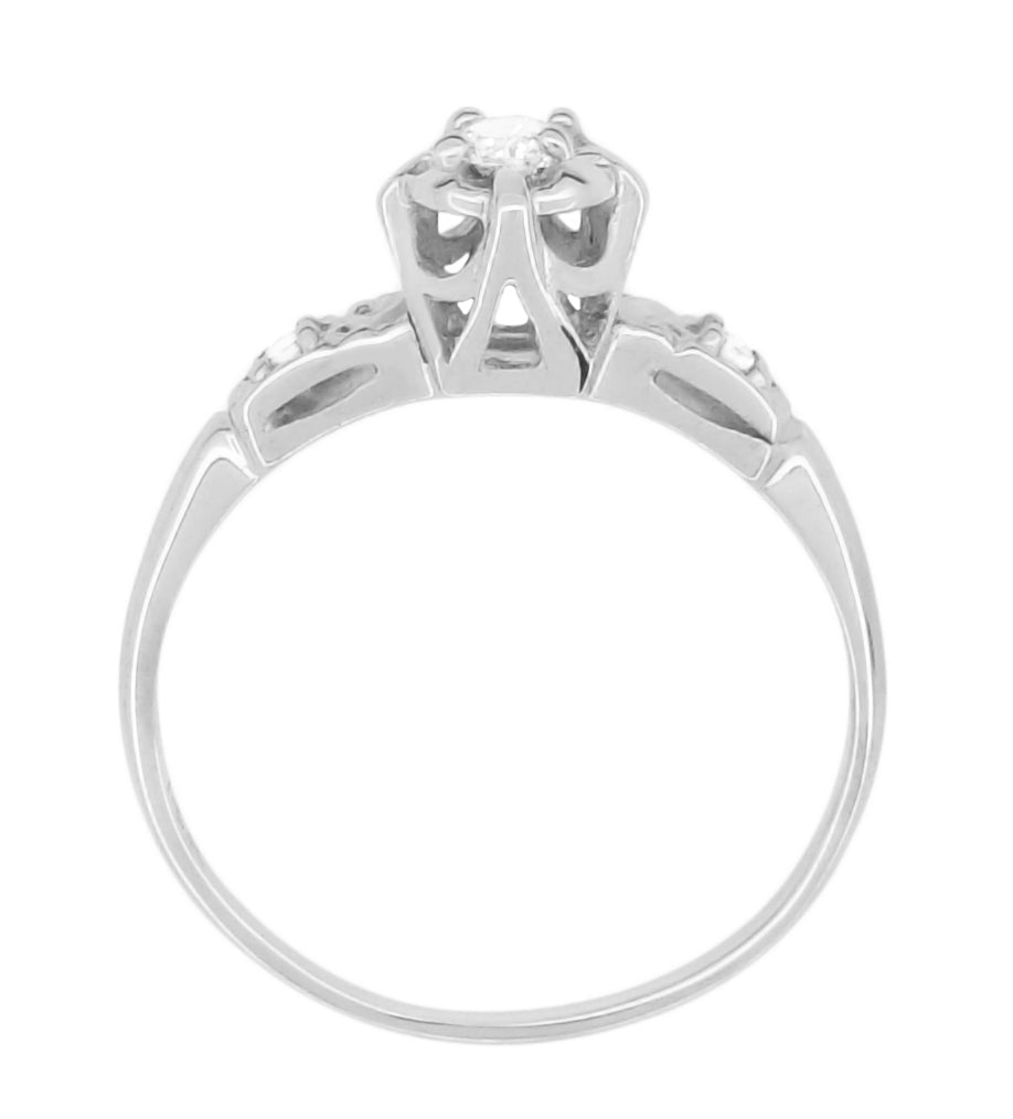 1940s Vintage Halo Filigree Diamond Ring - Side View of Round Illusion Setting - R828