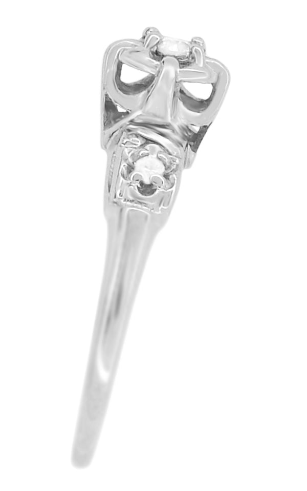 Side Carved Detail of R828 llusion Halo Petite Vintage Engagement Ring