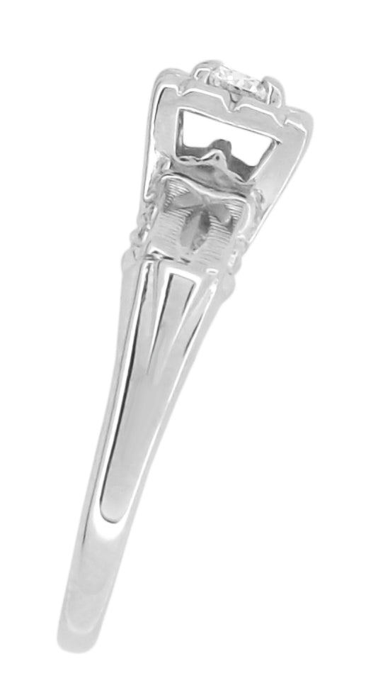 1940's Mid Century Illusion Vintage Solitaire Diamond Engagement Ring in 14 Karat White Gold - Item: R832 - Image: 3