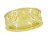 Yellow Gold Sculptural Antique Style Fleur-de-Lis Wedding Band - 8mm Wide