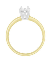 Mixed Metals 14K Yellow and White Gold Vintage Style Illusion Solitaire Ring Setting - for a 0.25, 0.33, 0.50, 0.64 Carat Diamond