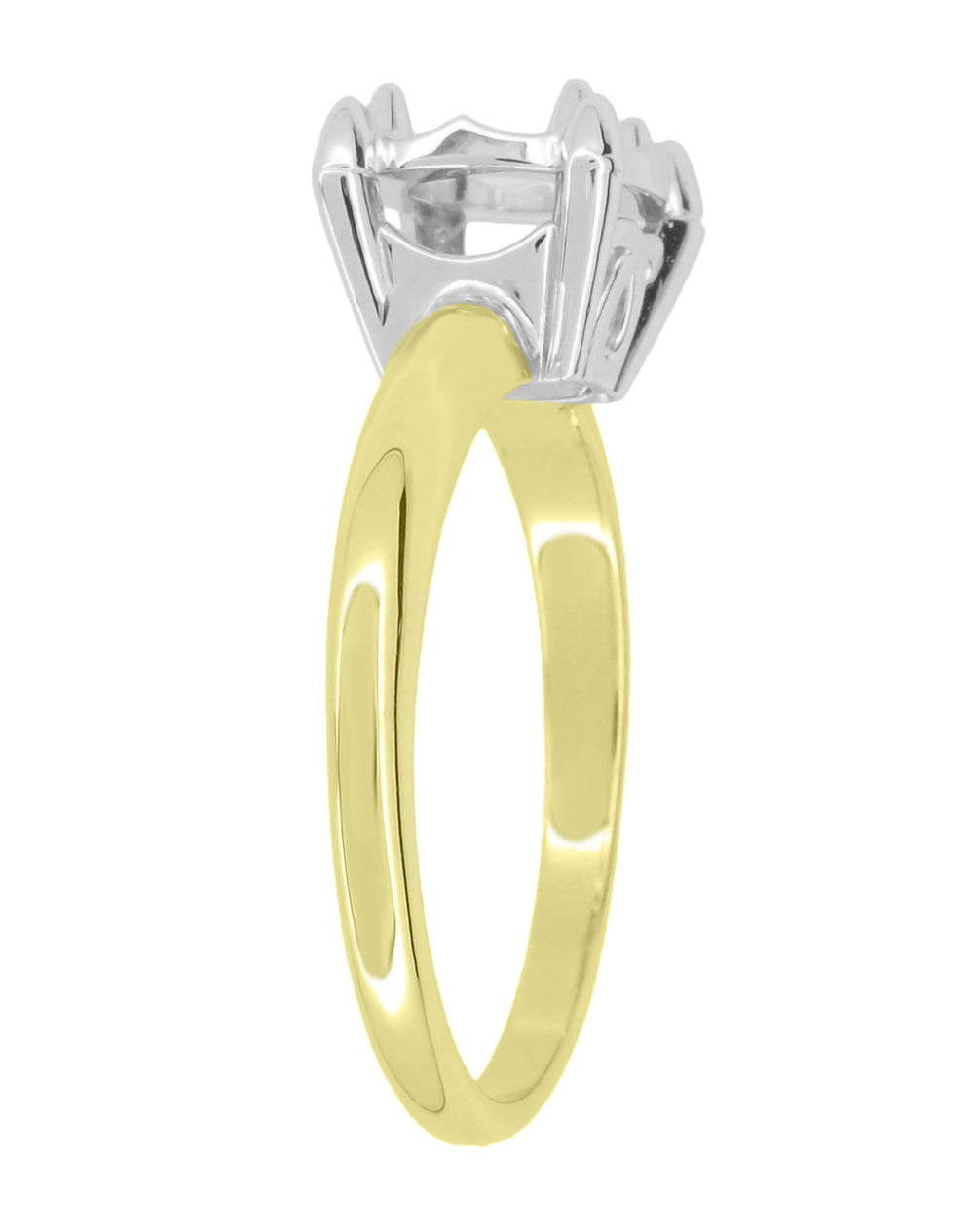 Yellow Band with White Gold Setting Vintage Mounting Box Illusion for a 6mm and 6.5mm Round Stone Mixed Metals Mount in Two Tone Gold - R848Y75 R848Y
