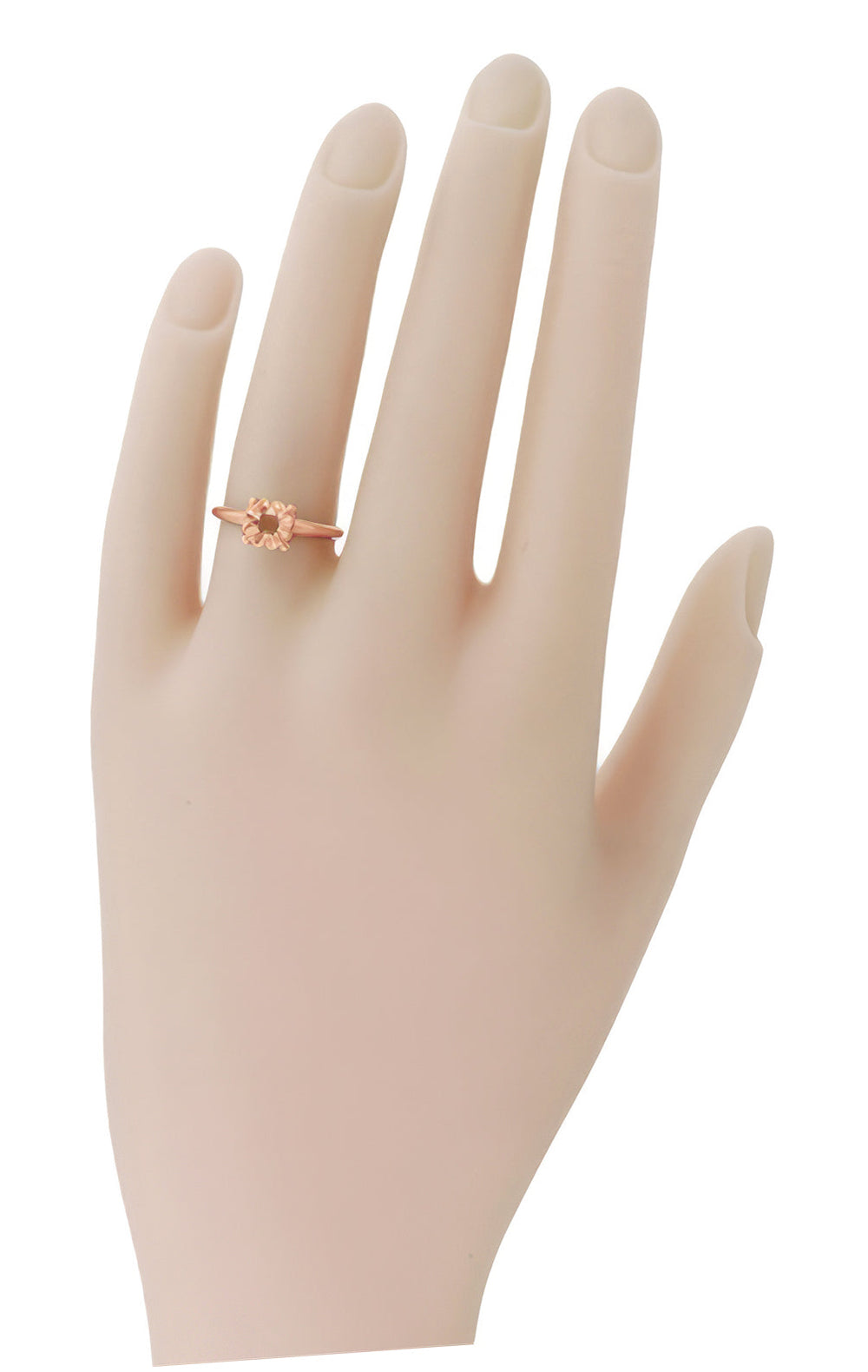 1940's Retro Modern Box Illusion Ring Setting in 14 Karat Rose Gold for a 0.20 - 0.50 Carat Round Diamond - Item: R849R - Image: 4