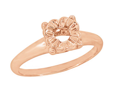 1940's Retro Modern Box Illusion Ring Setting in 14 Karat Rose Gold for a 0.20 - 0.50 Carat Round Diamond