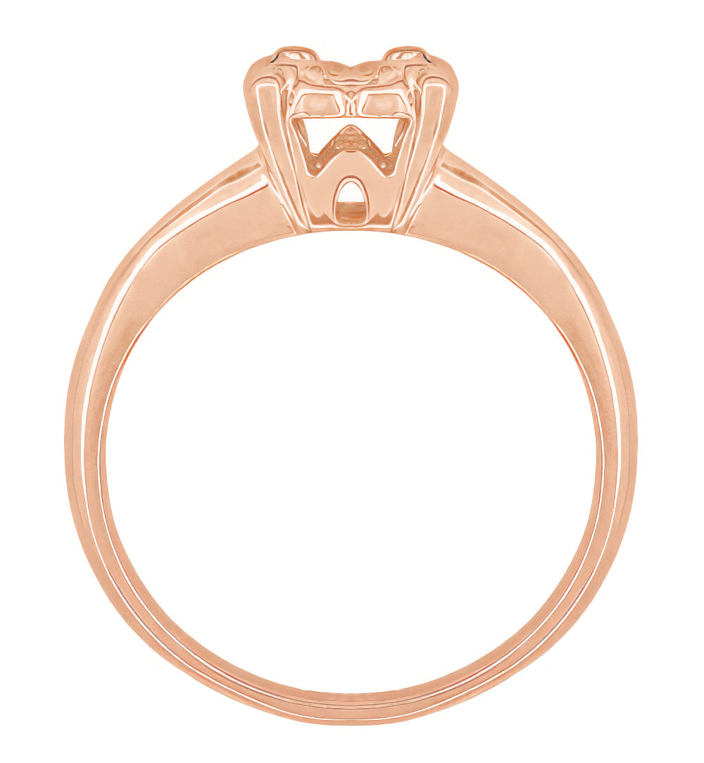 1940's Retro Modern Box Illusion Ring Setting in 14 Karat Rose Gold for a 0.20 - 0.50 Carat Round Diamond - Item: R849R - Image: 3