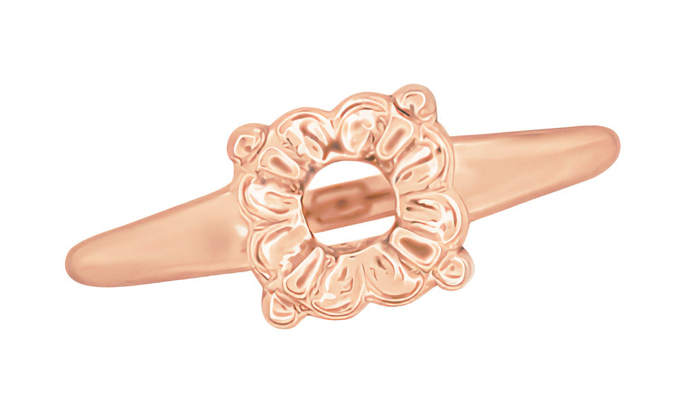 1940's Retro Modern Box Illusion Ring Setting in 14 Karat Rose Gold for a 0.20 - 0.50 Carat Round Diamond - Item: R849R - Image: 2