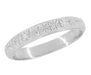 Antique Style 1920's Art Deco Square Flowers Platinum Wedding Ring - 3.5mm Wide