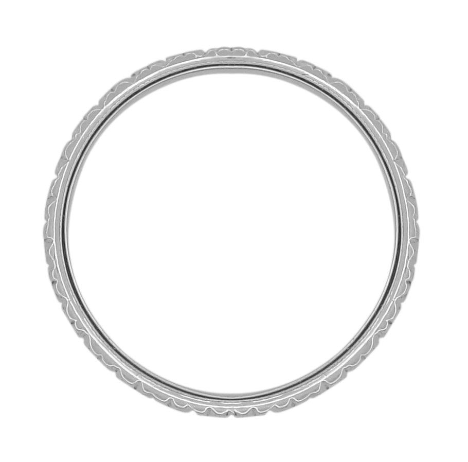 Antique Style 1920's Art Deco Square Flowers Platinum Wedding Ring - 3.5mm Wide - Item: R853P - Image: 2