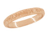 Rose Gold 1920s Art Deco Square Flowers Vintage Style Wedding Ring - 3.5mm Wide