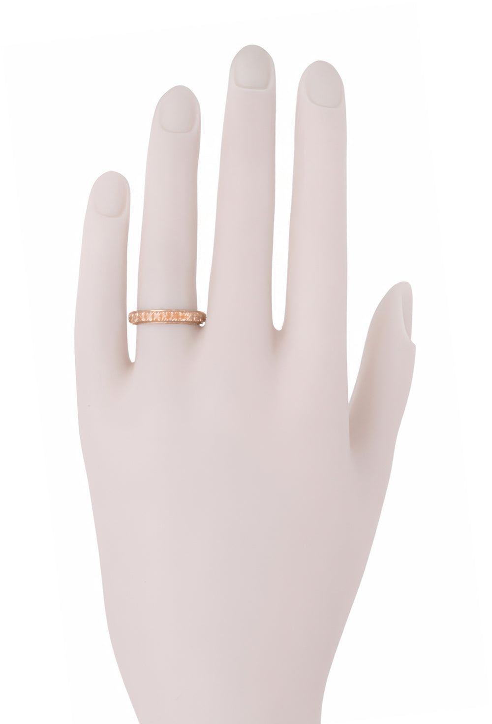 Rose Gold 1920s Art Deco Square Flowers Vintage Style Wedding Ring - 3.5mm Wide - Item: R853R - Image: 3