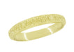 Art Deco Carved Square Flowers Wedding Ring in Yellow Gold - 3.5mm Wide Vintage Reissue Band