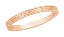 Art Deco Engraved Wheat Wedding Band in 14 Karat Rose ( Pink ) Gold