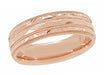Retro Carved Kaleidoscope and Chevrons 14 Karat Rose Gold 6mm Wedding Band