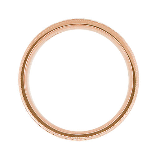 Retro Carved Kaleidoscope and Chevrons 14 Karat Rose Gold 6mm Wedding Band - Item: R859R - Image: 4