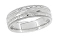 Kaleidoscope and Chevrons 6mm Wide Retro Engraved Wedding Band in White Gold