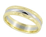 Mens Geometric Scultpural Pattern Two Tone 1950's Vintage Wedding Ring 6mm Wide Yellow and White Gold Mixed Metal - R859YWY