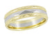 Mixed Metals 1950's Retro Sculptural Kaleidoscope Vintage Style Wide Wedding Band in 14K Yellow and White Gold