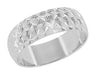 Mid Century Modern Vintage Starbursts Engraved Wedding Band in 10K or 14K White Gold - 6mm Wide