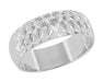 Mid Century Modern Sculptural Vintage Starbursts Engraved Platinum Wedding Band  - 6mm Wide