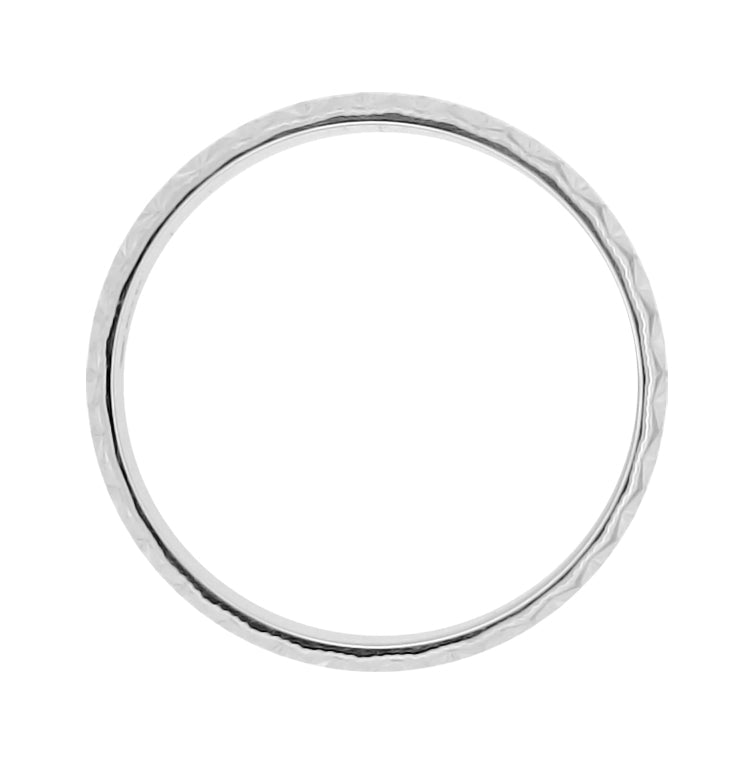 Mid Century Modern Sculptural Vintage Starbursts Engraved Platinum Wedding Band  - 6mm Wide - Item: R861P - Image: 3