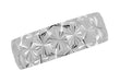 Mid Century Modern Sculptural Vintage Starbursts Engraved Platinum Wedding Band - 8mm Wide