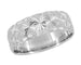 Mid Century Modern Sculptural Vintage Starbursts Engraved Platinum Wedding Band - 8mm Wide