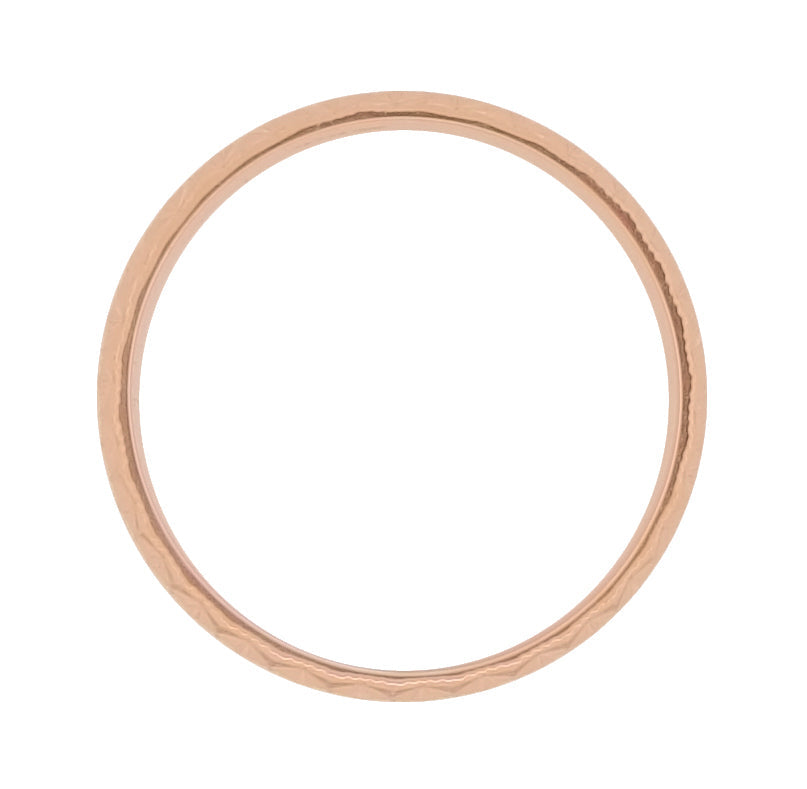 Mid Century Modern Engraved Starbursts Wedding Band in 14 Karat Rose Gold - 6mm Wide - Item: R861R - Image: 3