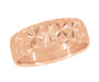 Vintage Starbursts Rose Gold 8mm Wide Sculptural Mid Century Modern Wedding Band